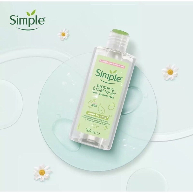 Nước Hoa Hồng Soothing Facial Toner Simple cân bằng da, cấp ẩm cho da 200ml