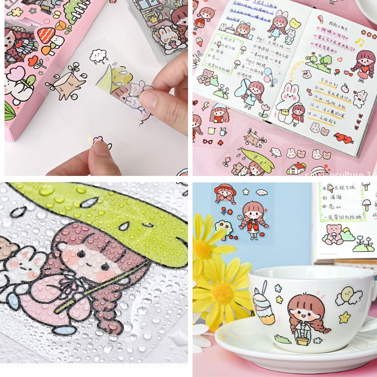 Set 20 Tấm Sticker Hoạt Hình Dán Trang Trí Sổ Tay DIY