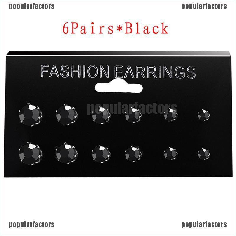 Set 6 / 12 Đôi Bông Tai Đính Đá Sang Trọng Cho Nữ