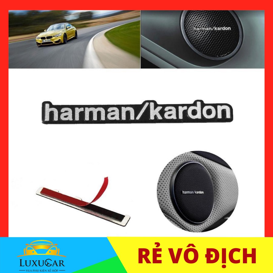 Logo, tem dán loa Harman/kardon chất liệu hợp kim cao cấp phù hợp dán loa mọi loại xe hơi, ô tô