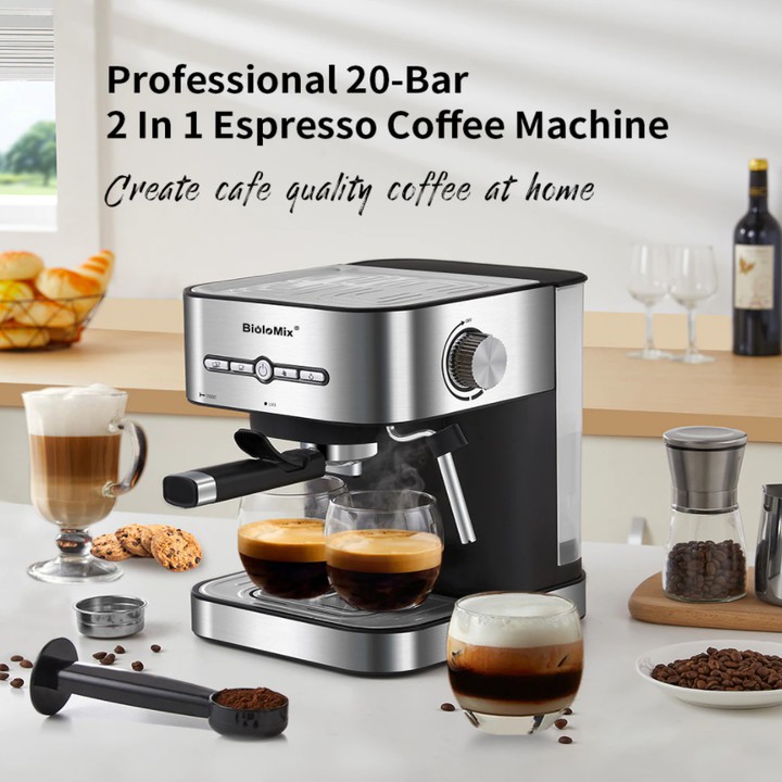 Máy pha cà phê Espresso cao cấp, công suất 1050W. Thương hiệu BioloMix - CM6866 (Bảo hành: Chính Hãng 1 Năm)