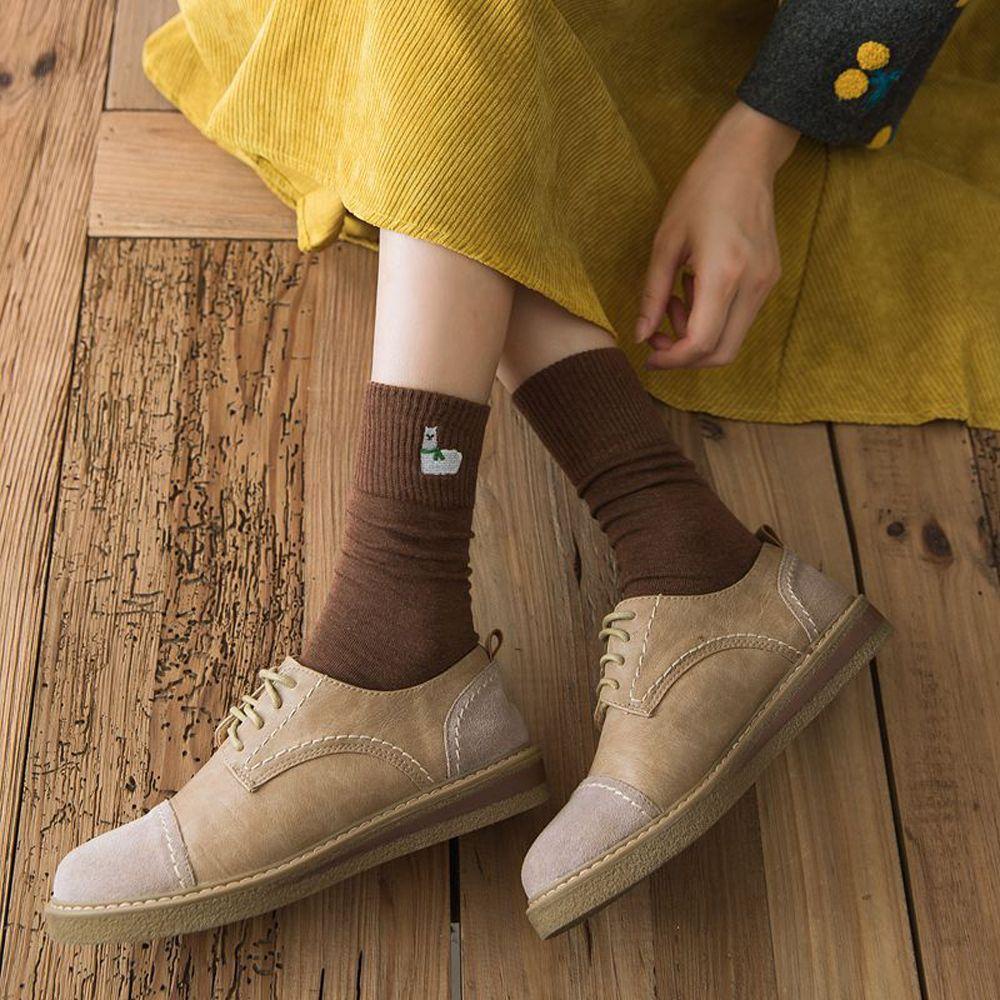 Vớ Mềm Thoáng Khí Thêu Họa Tiết Phong Cách Harajuku Nhật Bản Cho Nữ