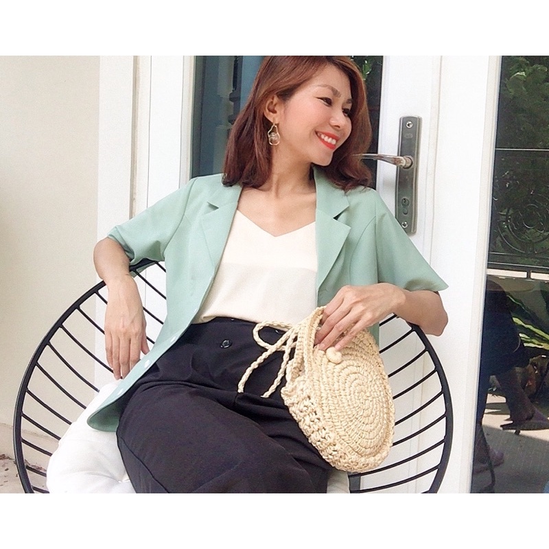 Blazer xanh mint ngắn tay dáng vừa | Kathryn.thecitylook | BigBuy360 - bigbuy360.vn