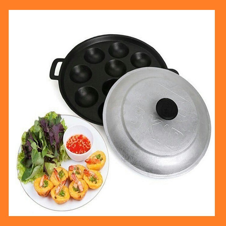 Khuôn bánh khọt 8 lỗ - 10 lỗ Huỳnh Anh có nắp đậy - khuôn chống dính Thái Sơn làm bánh bông lan và bạch tuộc trứng cút