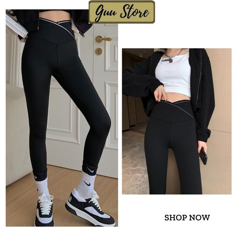 Quần Legging Nữ Cao Cấp Nâng Mông Cạp Cao Vạt Chéo Vải Thun Ôm Bó Dày Dặn QL01