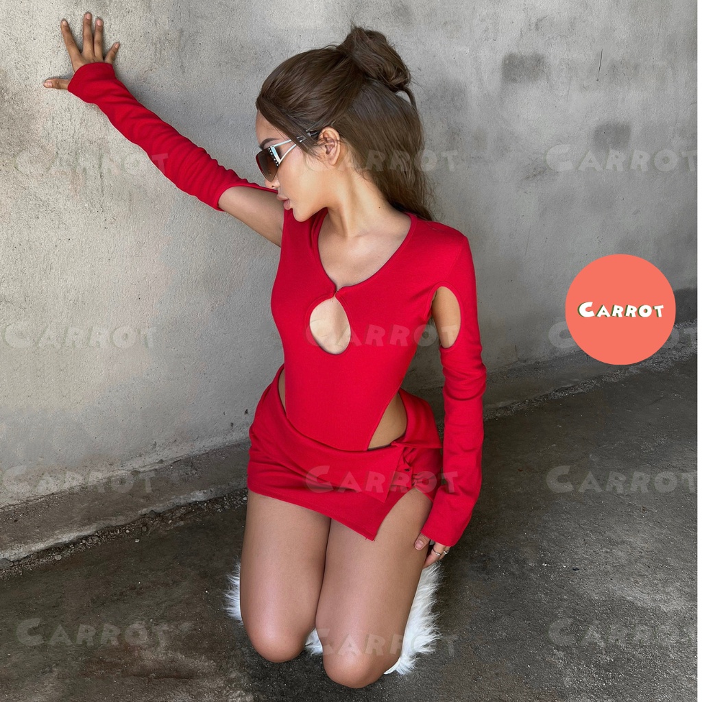 Set áo croptop thiết kế kiểu nữ chân váy ôm body chất thun cao cấp mềm mại cá tính hot trend carrotxinhdep