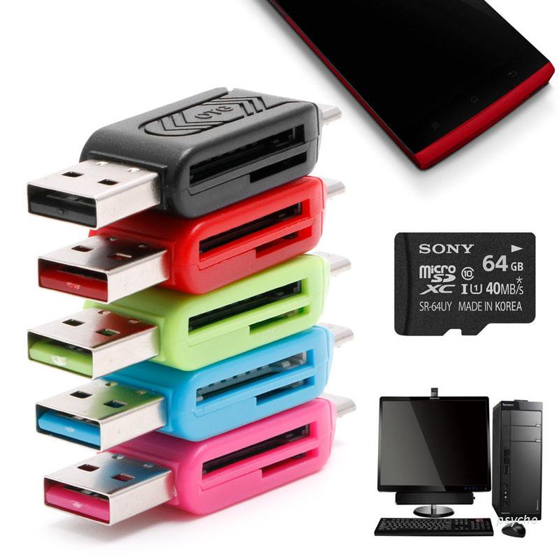 Đầu đọc thẻ nhớ Psy 2 trong 1 Micro USB 2.0 OTG SDXC TF SD cho điện thoại Android