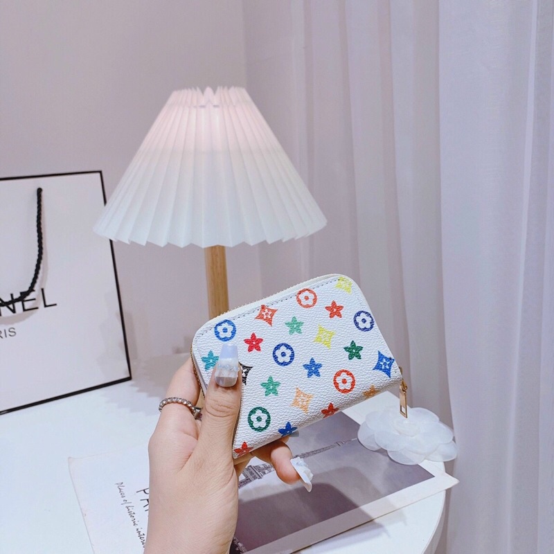Ví nữ ngắn mini cầm tay da PU, nhỏ gọn bỏ vừa túi xách