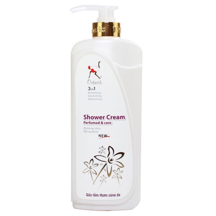 Sữa tắm nước hoa Ostrich 2 in 1 Perfume Shower Cream Smooth Skin sáng mịn da chai 900ml