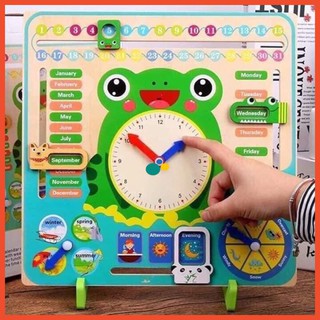[LOẠI TỐT] Đồng Hồ Lịch Đa Năng Sáng Tạo Giúp Bé Học Xem Lịch Bằng Tiếng Anh Bằng Gỗ An Toàn Cho Bé