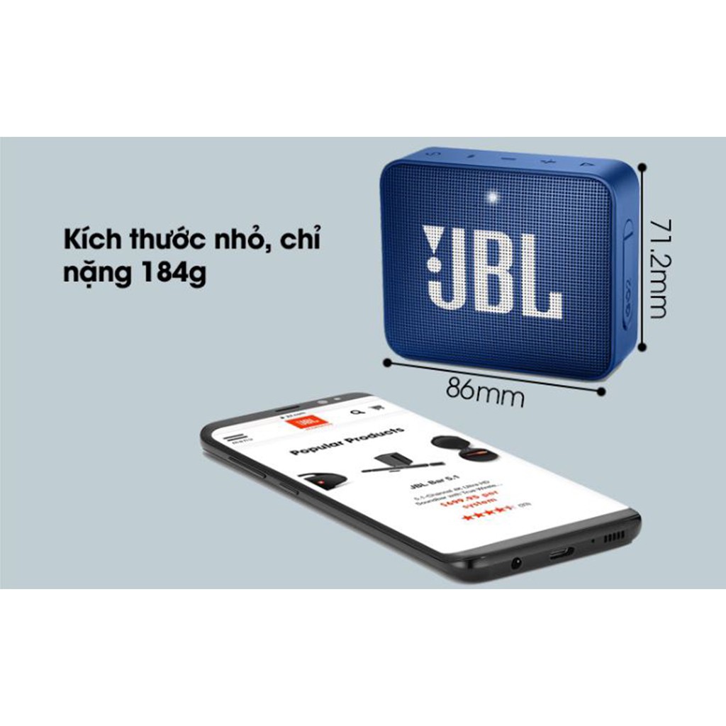 Loa Bluetooth JBL Go 2 FULLBOX 100%, Chống nước tiêu chuẩn IPX7