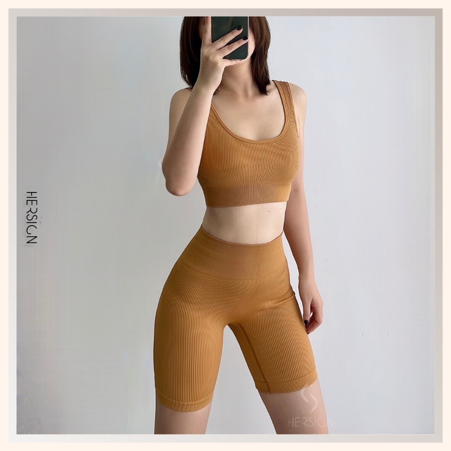 Đồ tập gym nữ Set đồ tập yoga nữ Quần ngố HERSIGN-SET73M