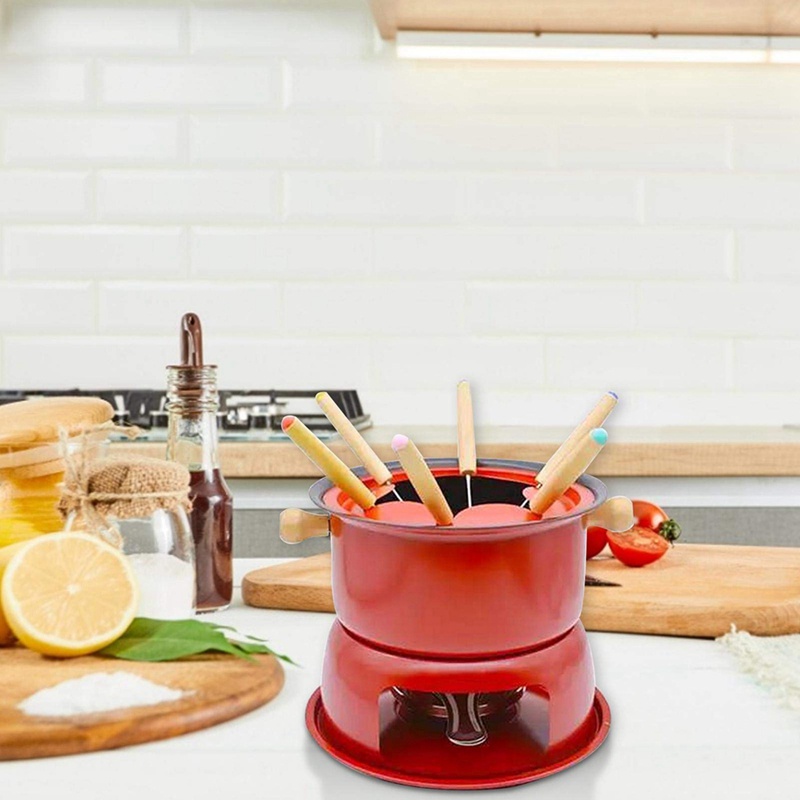 Nồi Nấu Nước Sốt/ Phô Mai 6 Nĩa Bằng Thép Không Gỉ Có Thể Tháo Rời Tiện Dụng