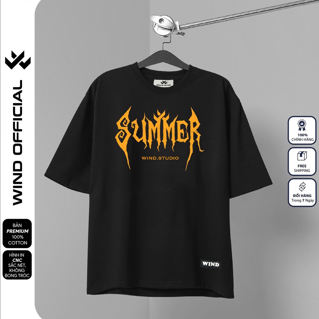 Áo thun tay lỡ form rộng WIND phông unisex 65% cotton Summer nam nữ oversize ulzzang
