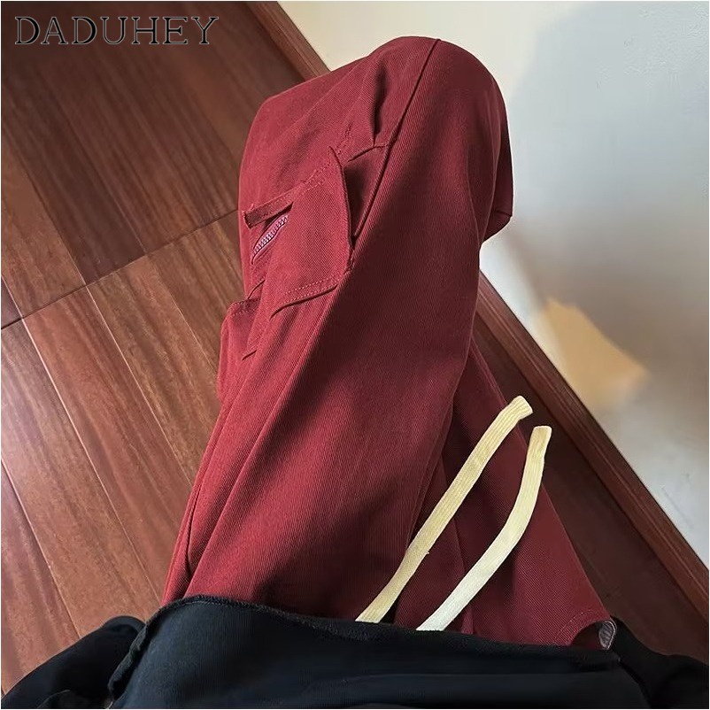 DaDuHey Men's and Women's American-Style High Street Fashion Brand Multi-Pocket Overalls Autumn Straight Loose Casual Pants