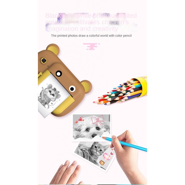 ✨Cổ Phiếu Sẵn Sàng✨ Máy Ảnh Kỹ Thuật Số Polaroid Kỹ Thuật Số Mini In Ảnh HD Dành Cho Trẻ Em P1 WiFi
