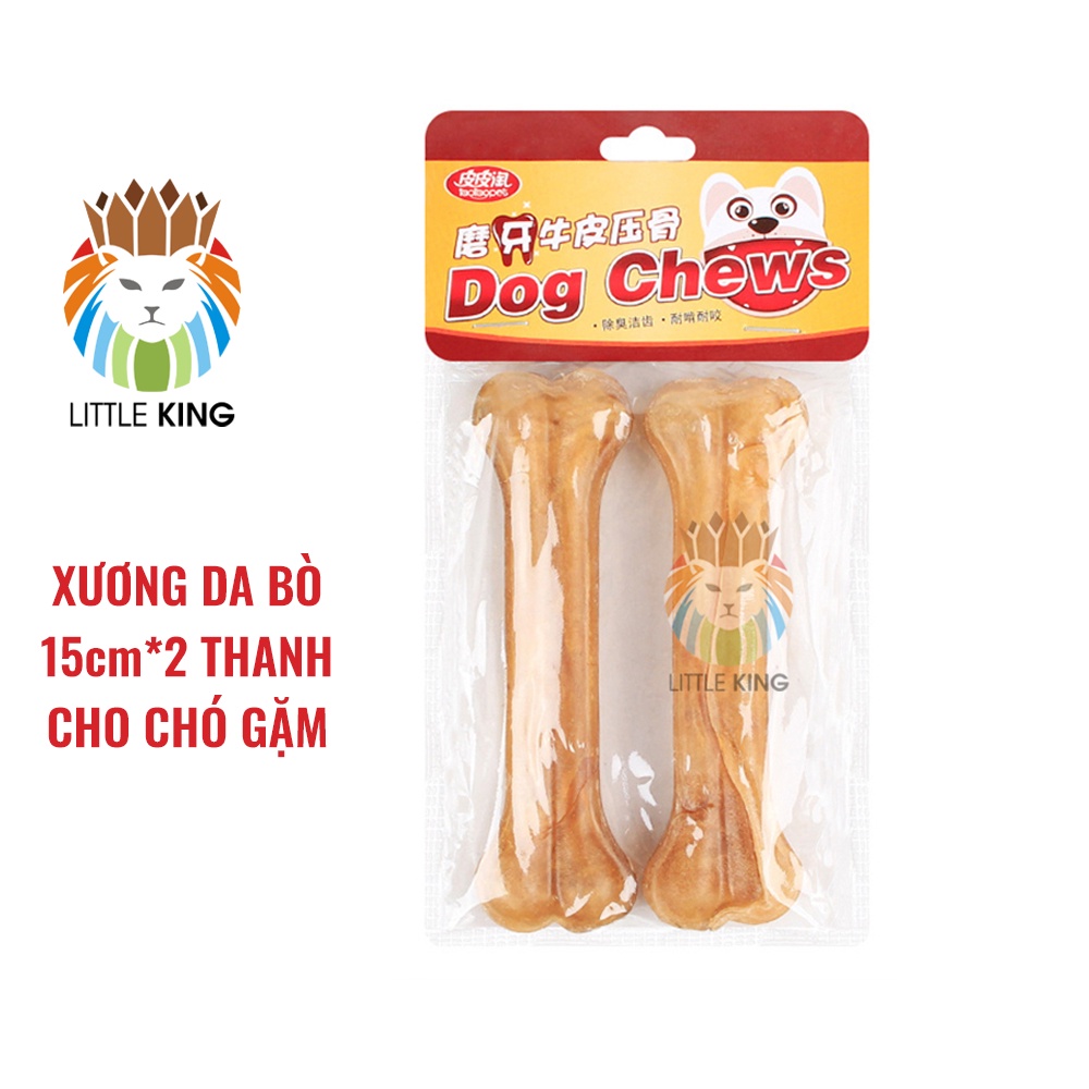 Xương da bò cho chó gặm kích cỡ 15cm*2 cái giúp làm sạch răng, răng chắc khỏe Little King pet shop