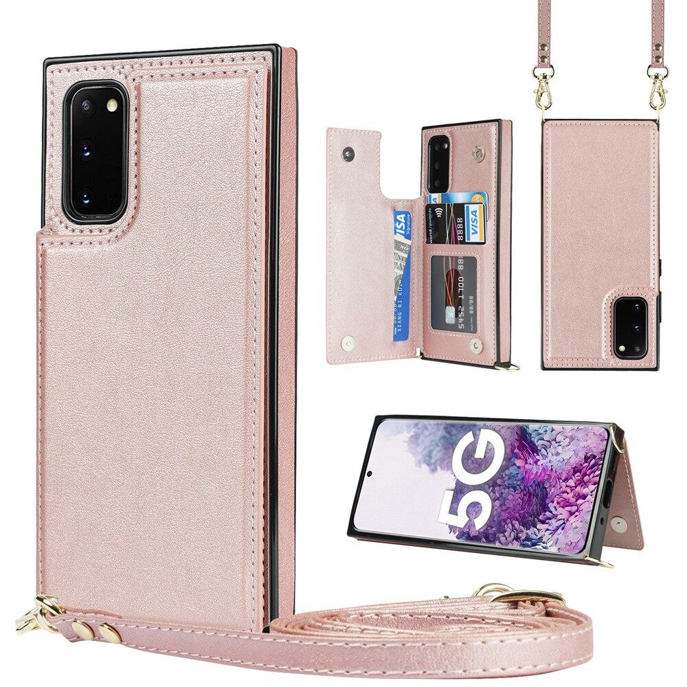 Ốp Điện Thoại Da Kiểu Ví Nắp Lật Có Dây Đeo Cho Samsung Galaxy S20/S20+/S20 Ultra/S20 FE/S21/S21+/S21 Ultra