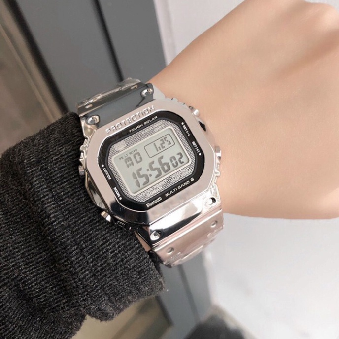 Đồng hồ nam vỏ thép B5000 bạc OneTime sang trọng lịch sự, casio nam - HÀNG MỚI VỀ