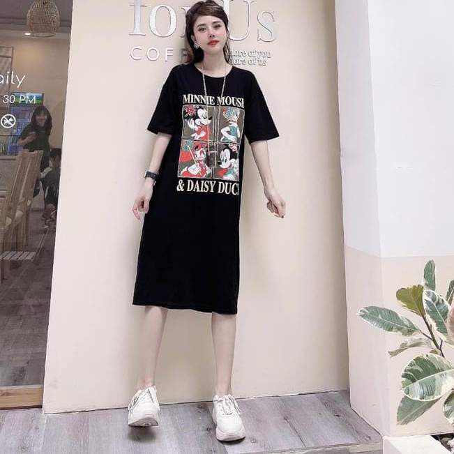 Váy Nữ Dáng Dài Đầm Suông Tay Lỡ In Họa Tiết Daisy Duck Chất Cotton Co Dãn | BigBuy360 - bigbuy360.vn