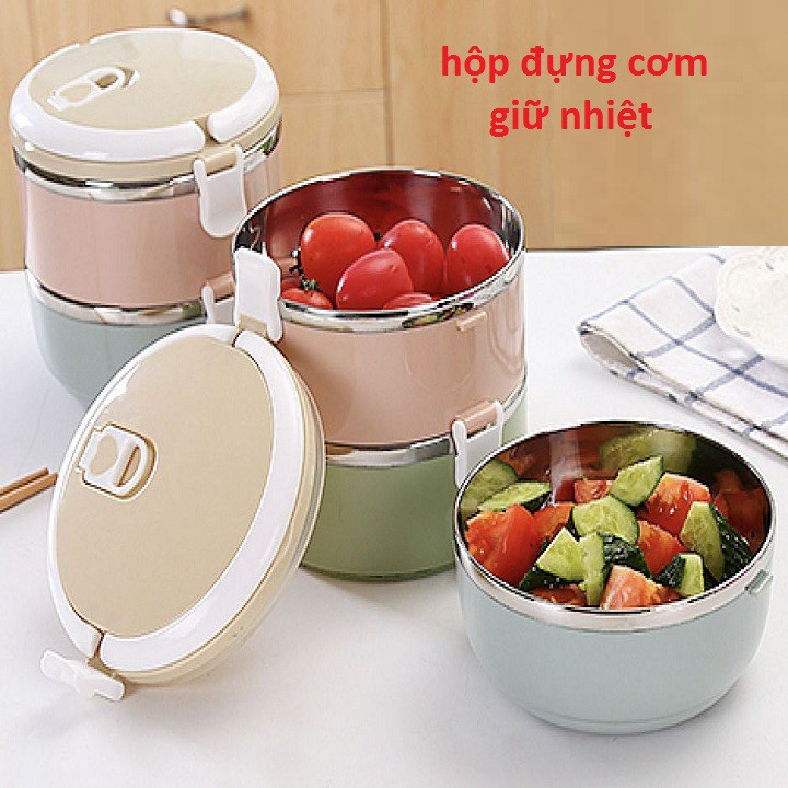 Hộp Cơm 2 Tầng lõi Inox 304 Giữ Nhiệt Tốt Khóa Cài Chắc Chắn