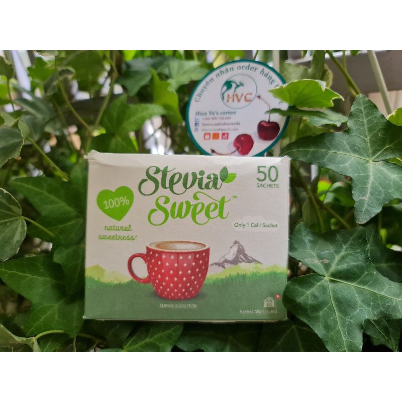 Đường cỏ ngọt STEVIA SWEET - hộp 50 gói - Sugarless Organic (tiểu đường/ ăn kiêng Keto) - (làm bánh/ pha chế)