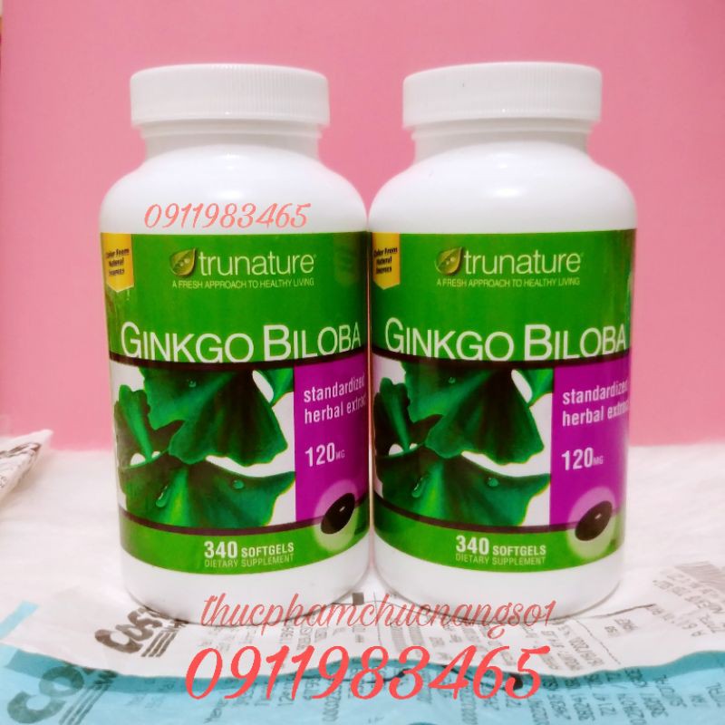 Ginkgo Biloba Trunature 120mg 340 Viên Tăng Cường Tuần Hoàn Não Cam Kết Chính Hãng