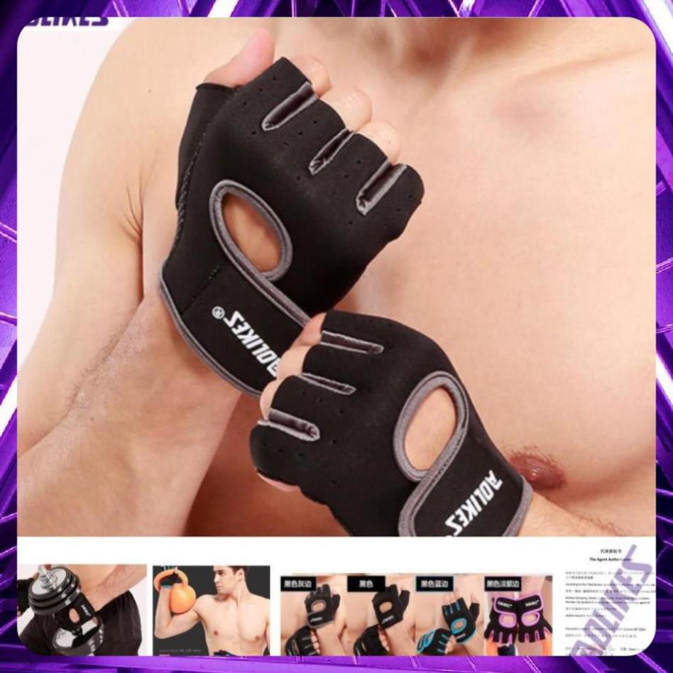 Găng tay tập gym hở lưng Aolikes Al 1678, Bao tay gym bảo vệ bàn tay chống trượt chuyên chính hãng