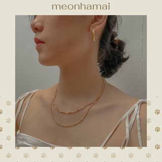 Vòng cổ nữ, dây chuyền layer mảnh hai tầng MEONHAMAI