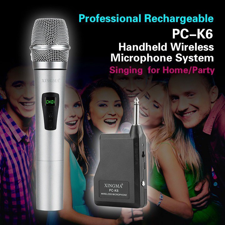 [Mã ELHACE giảm 4% đơn 300K] Micro không dây karaoke Xingma PC K6 công nghệ lọc âm cực tốt Tặng kèm Dây gộp mic và loa