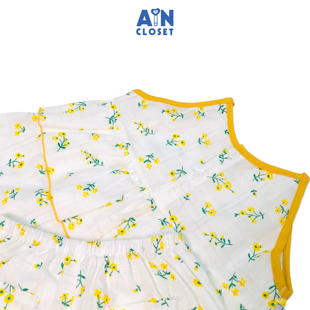 Bộ quần áo lửng bé gái họa tiết Hoa Giáng hương trắng cotton boi dệt - AICDBGUEOBPJ - AIN Closet