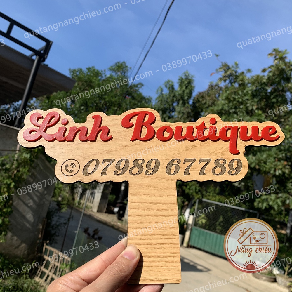 Bảng gỗ handmade cầm tay xinh xắn - Đạo cụ giúp chị em bán hàng - Thiết kế và khắc tên shop theo yêu cầu