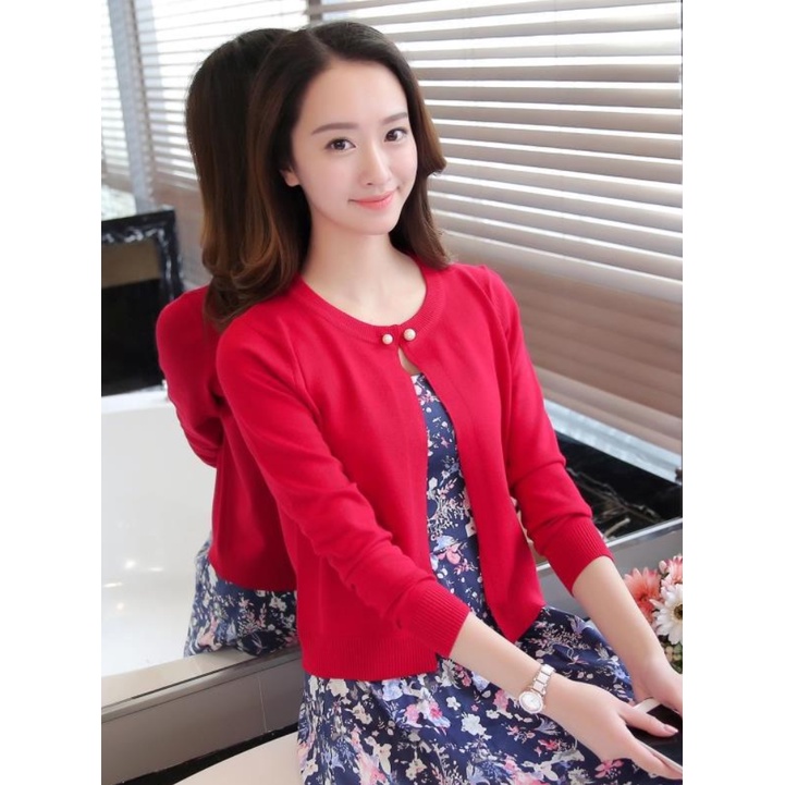 Áo Khoác Len Nữ Cổ Đính Cúc Ngọc ALN025 ShopMaySG Cardigan Dễ Thương Hàng Có Sẵn