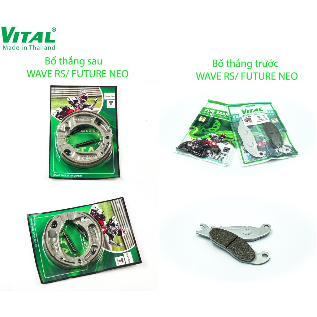 Bố thắng truớc sau xe WAVE RS, WAVE S110, FUTURE N ,Wawe anpha  - Ma phanh,bo thang đĩa, đùm  VITAL chính hãng, Thái lan