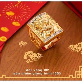 Nhẫn nam cao cấp mạ vàng 18 mặt hình rồng nổi