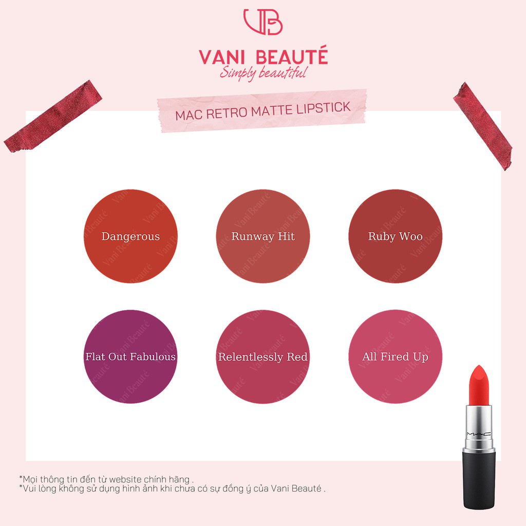 Son môi thỏi MAC Comestic Lipstick 3g