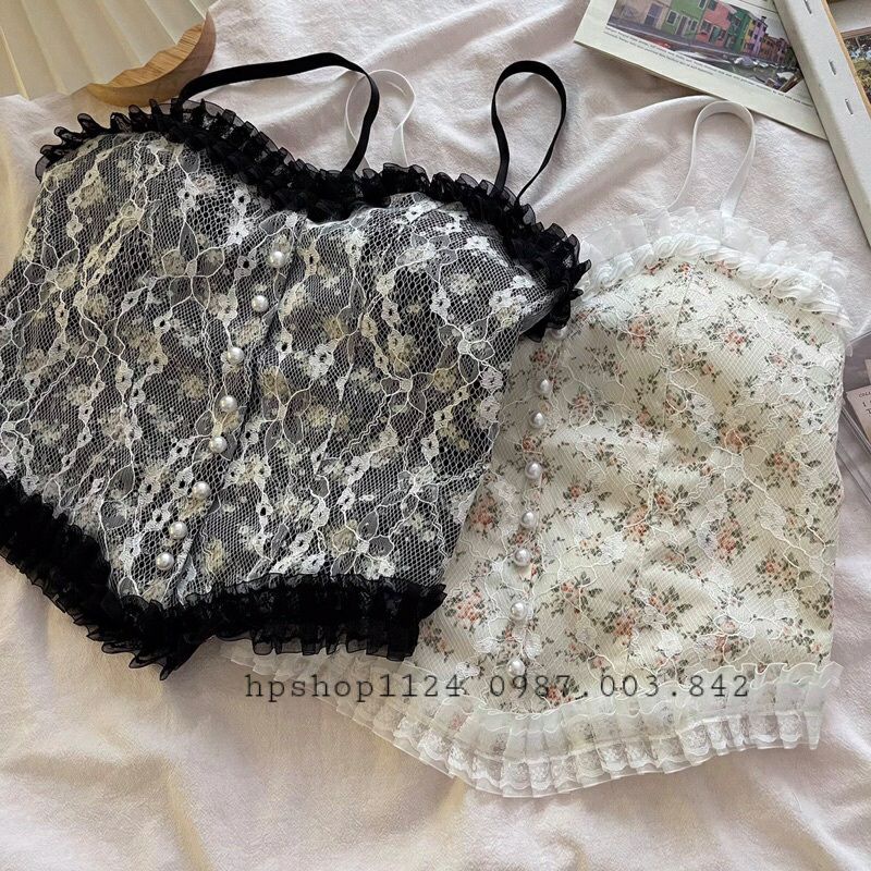 Áo 2 dây bra ren tiểu thư dáng croptop loại đẹp hàng cao cấp