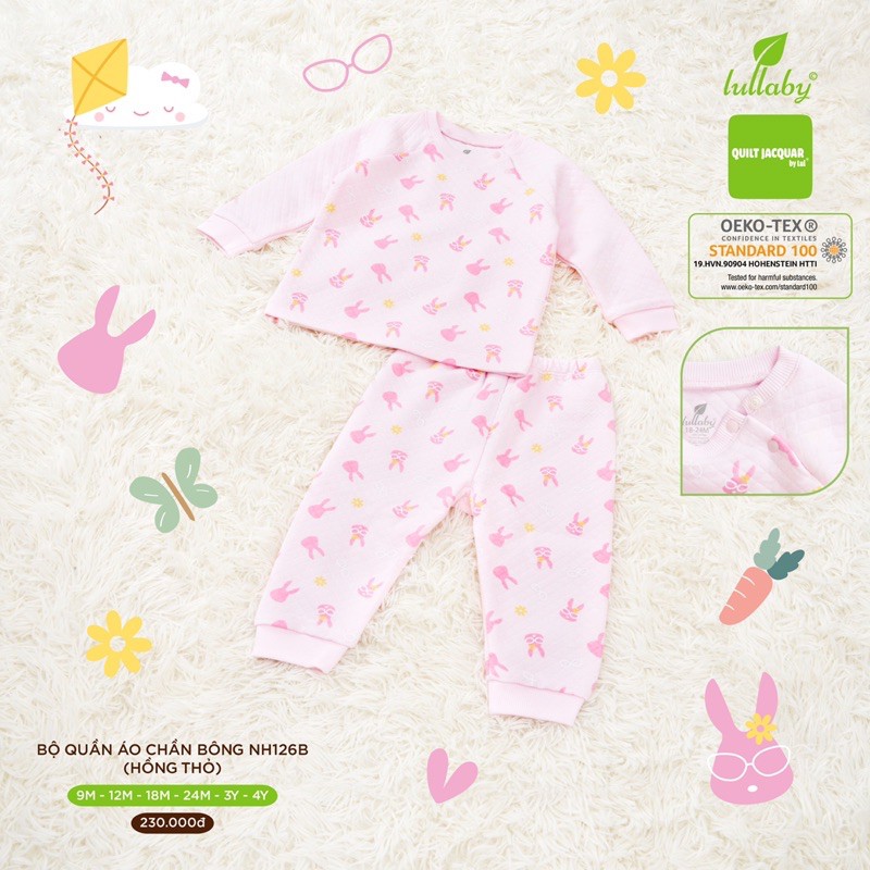 (Hà nam/Lullaby)Bộ nỉ trần bông Lullaby (4 màu) mẫu mới size 6-9m tới 4y