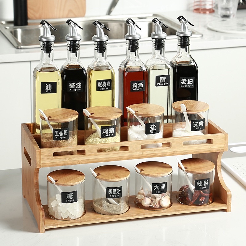 Bộ Đựng Gia Vị Gốm Sứ Kèm Thìa Sứ Và Miếng Dán
