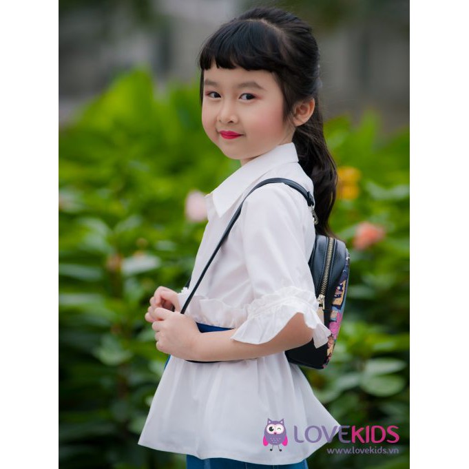 Áo sơ mi BG trắng tay xòe- Lovekids