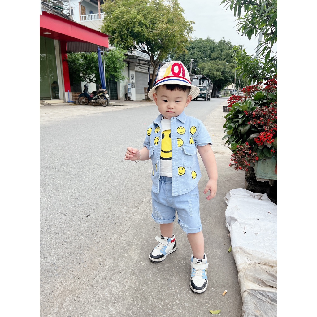 Set bộ bò 3 món kèm áo phông cho bé trai từ 7-25kg