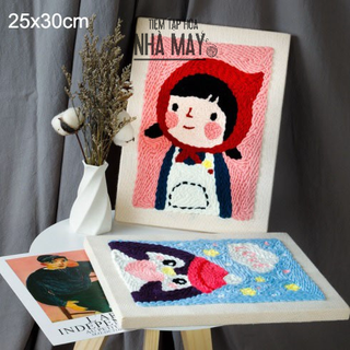 Kit thêu len (kim nhựa thường hoặc kim thêu nổi cán gỗ 5mm) Punch Needle