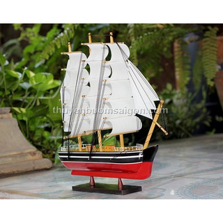 [Lắp ráp sẵn] Thuyền buồm gỗ trang trí Belem dài 32cm gỗ tự nhiên, quà tặng đối tác cao cấp