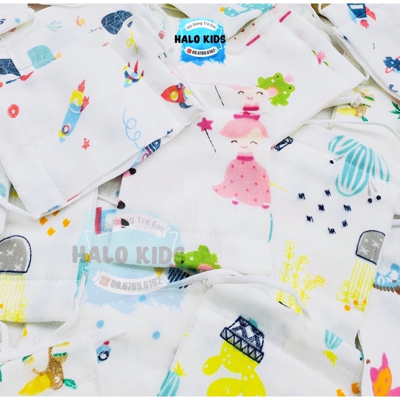 Khẩu trang sợi tre MUSLIN cho bé 2 tháng trở lên HaloKids | BigBuy360 - bigbuy360.vn