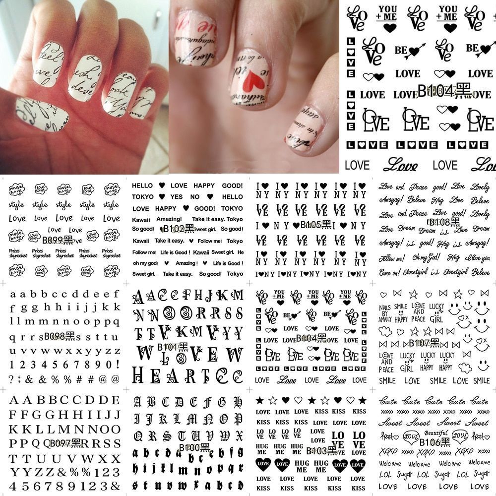 [Hàng mới về] Set 12 tờ miếng dán trang trí móng nghệ thuật phong cách xinh xắn