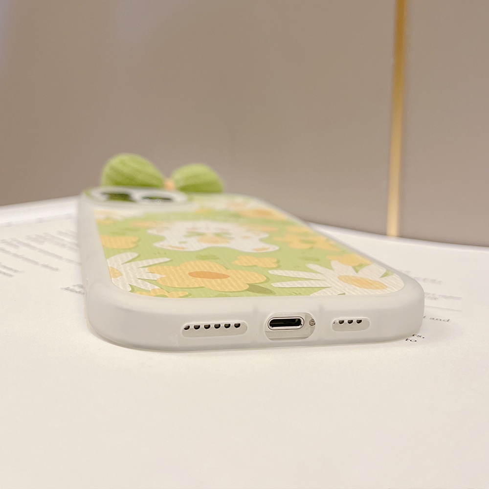 Ốp Điện Thoại TPU Mềm Chống Sốc Hình Cún Đính Nơ Dễ Thương Cho iPhone 11 12 13 Pro max mini XS max xr 7 8 se2020 plus