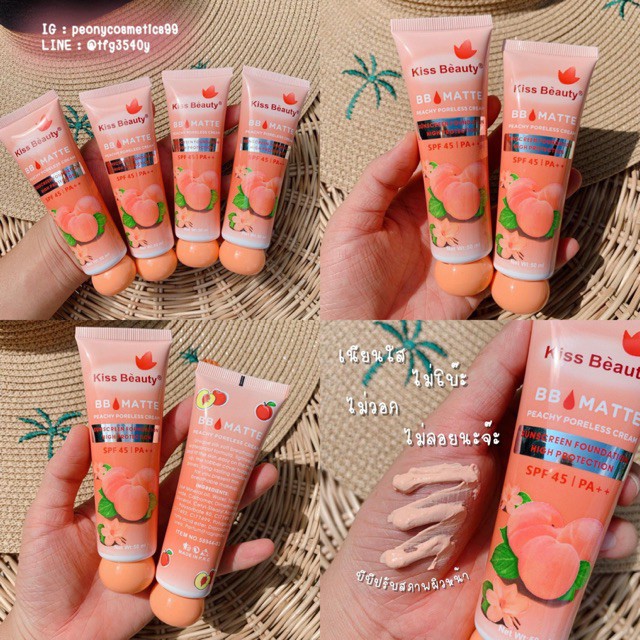 GIÁ SIÊU RẺ Kem nền BB Cream đào 2in1 của Kiss Beauty (có chống nắng SPF45 và che khuyết điểm) Hàng chính hãng