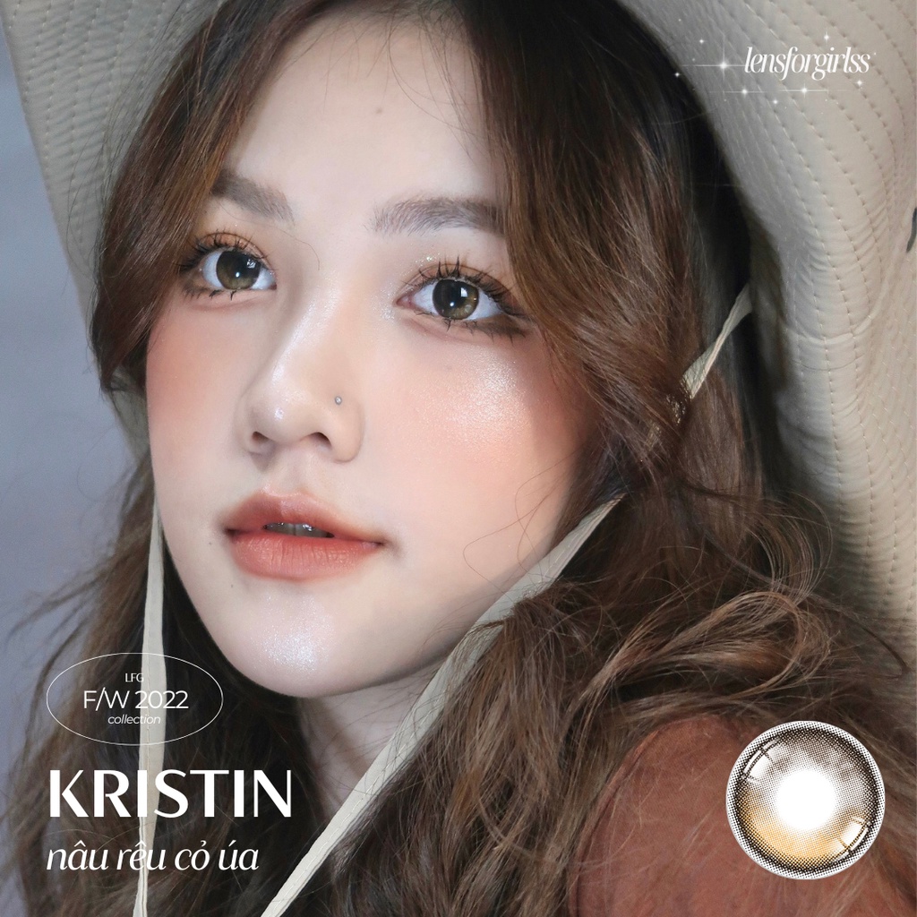 Kính áp tròng nâu ánh bóng highlight KRISTIN BROWN - Made in Korea | HSD 3-6 tháng | Lens cận