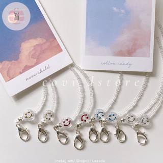 Dây đeo khẩu trang hạt trong suốt hình mặt cười - Handmade