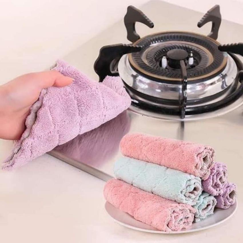 Khăn lau bếp đa năng, khăn lau bát đĩa cốc chén thấm nước chống dính dầu mỡ hai mặt loại to 15x26cm - Bmart4.0